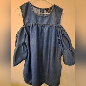 Robert Louis Cold Shoulder Denim Dress Size L